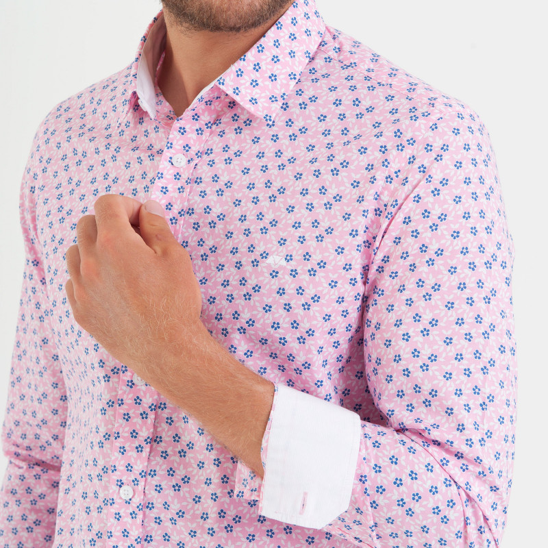 Chemise imprimée fleuri rose