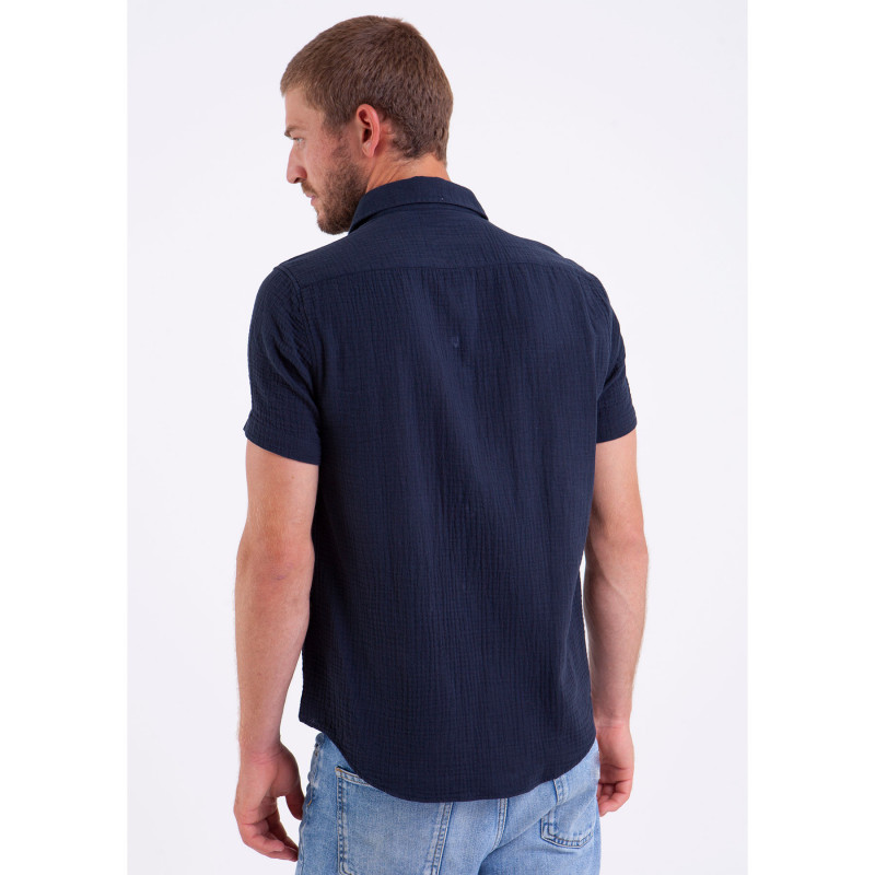 Chemise unie en voile de coton gauffré uni