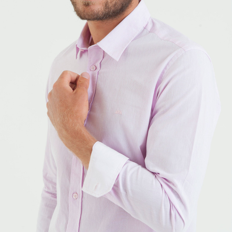 Chemise unie en coton lin