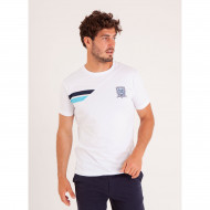 T-shirt uni à écusson brodé et empiècements