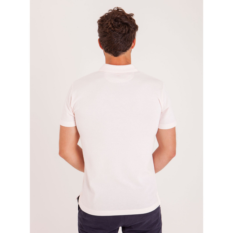 Polo col zippé en maille fantaisie cloquée