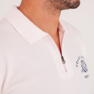 Polo col zippé en maille fantaisie cloquée