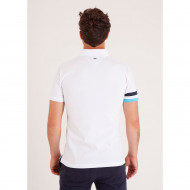 Polo uni détails col et manche droite tricolore