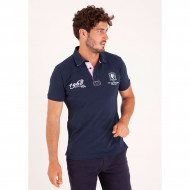 Polo uni détails col et broderies poitrine