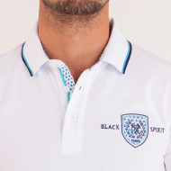 Polo uni col popeline imprimée avec broderies