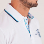 Polo uni col popeline imprimée avec broderies