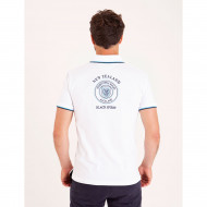 Polo uni col popeline imprimée avec broderies