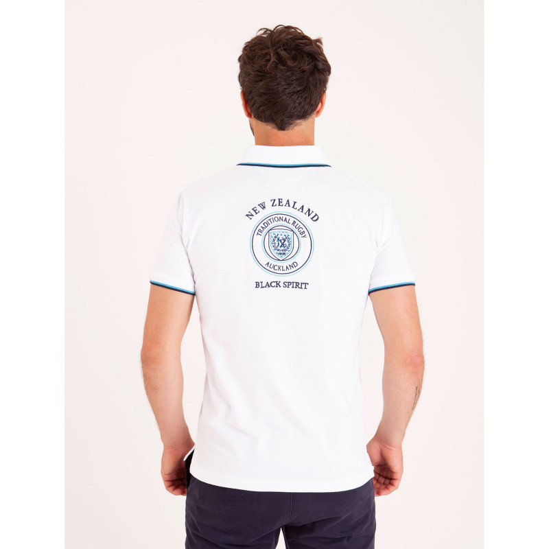 Polo uni col popeline imprimée avec broderies
