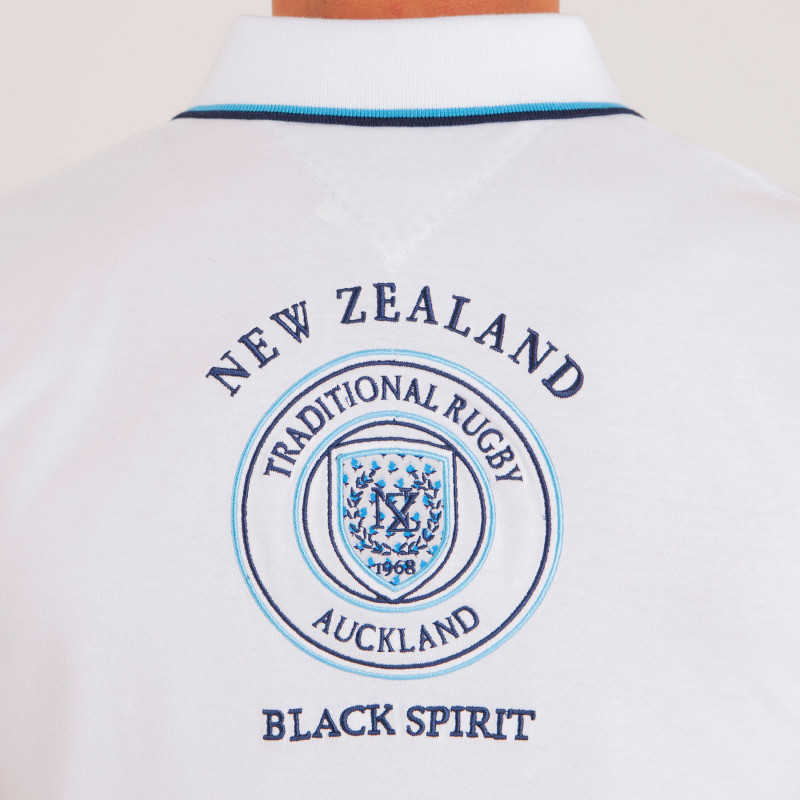 Polo uni col popeline imprimée avec broderies