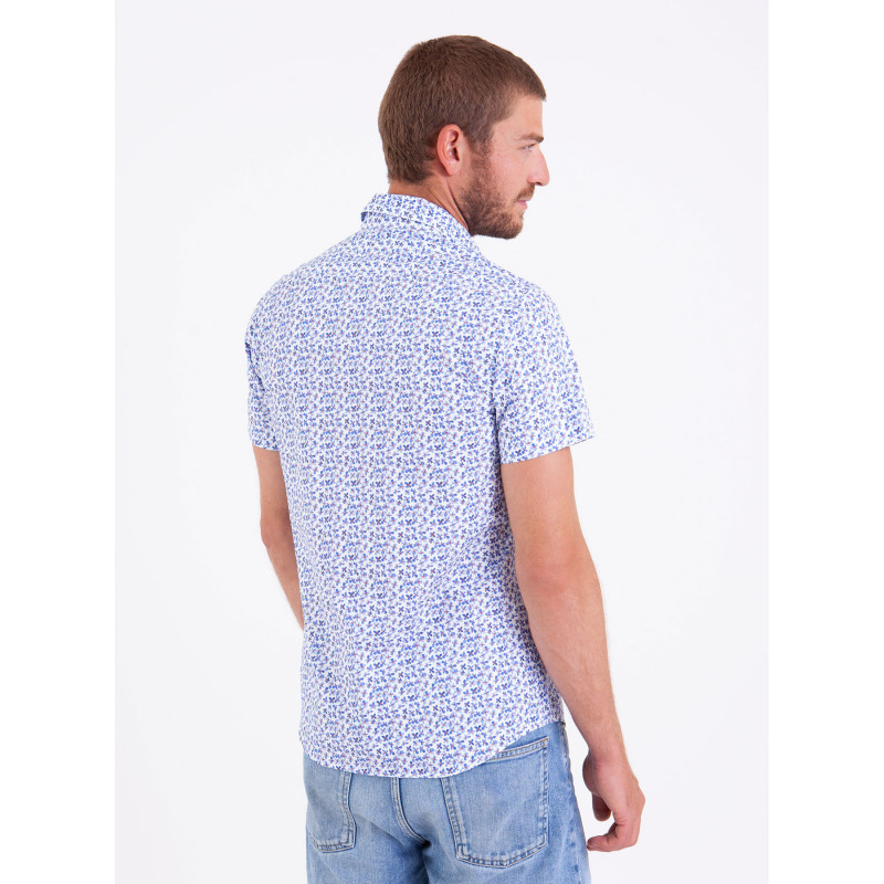 Chemise en popeline à imprimé fleuri poche plaquée