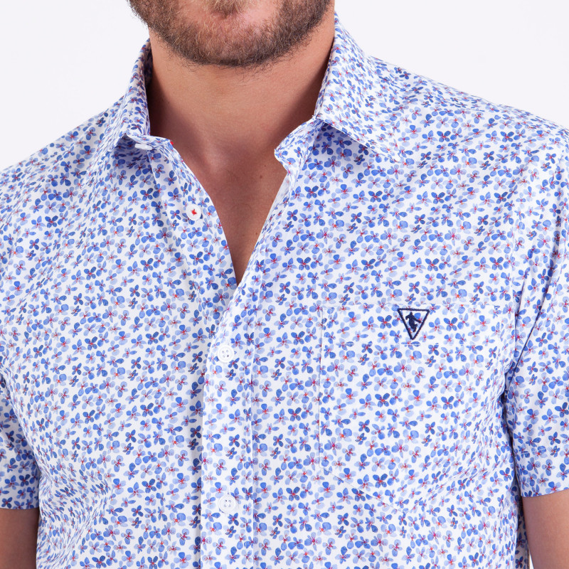 Chemise en popeline à imprimé fleuri poche plaquée