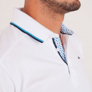 Polo uni détails col popeline imprimée