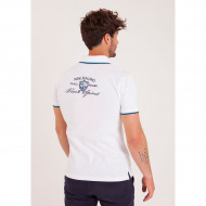 Polo uni détails col popeline imprimée