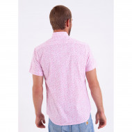 Chemise manches courtes en popeline imprimé rose