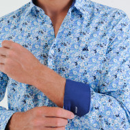Chemise à imprimé fleuri turquoise