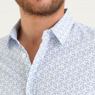 Chemise à imprimé fantaisie en popeline rayée