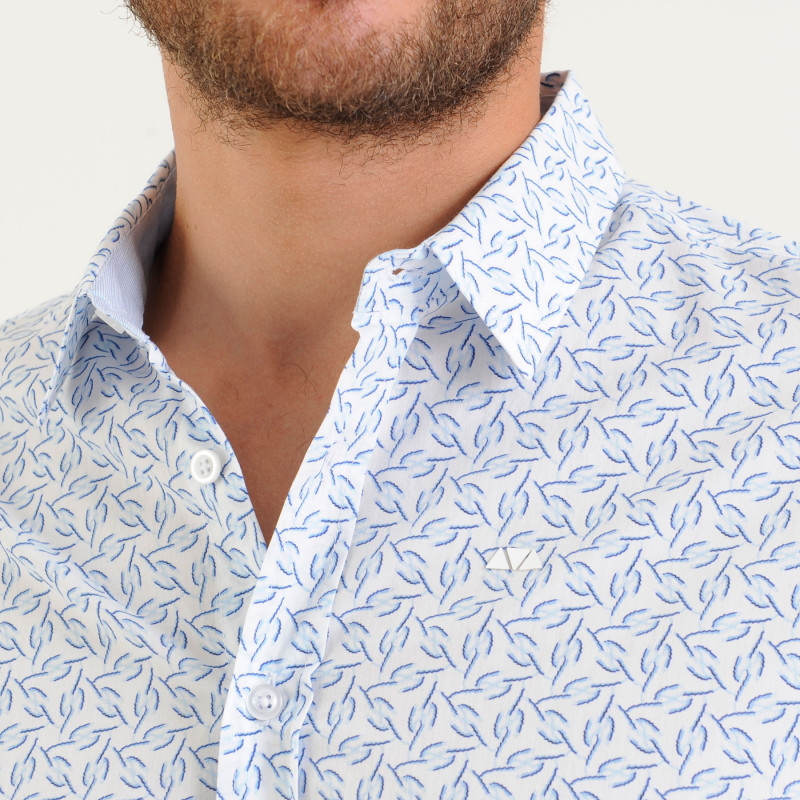 Chemise à imprimé fantaisie en popeline rayée
