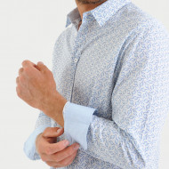 Chemise à imprimé fantaisie en popeline rayée