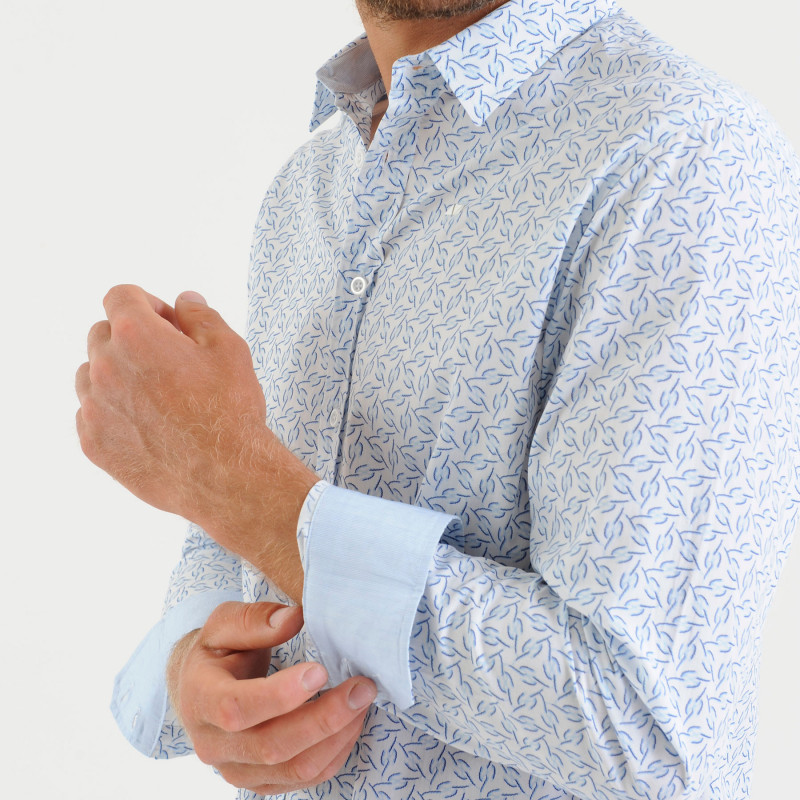 Chemise à imprimé fantaisie en popeline rayée