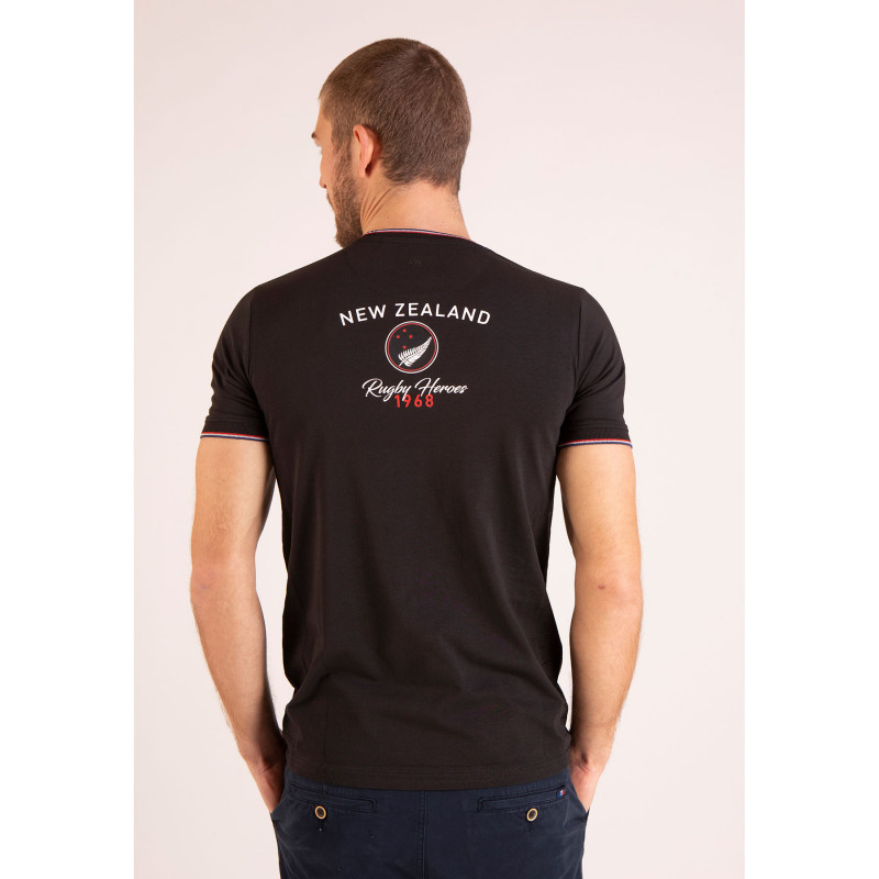 Tee-shirt uni aux bord-côtes tricolores