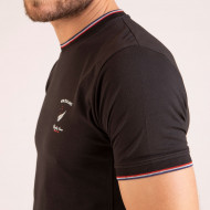 Tee-shirt uni aux bord-côtes tricolores