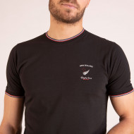Tee-shirt uni aux bord-côtes tricolores