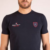 Tee-shirt uni à broderies poitrine