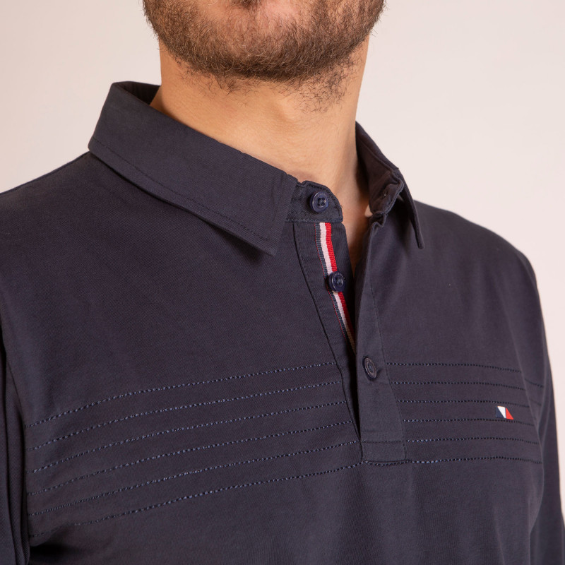 Maillot uni manches longues avec surpiqûres