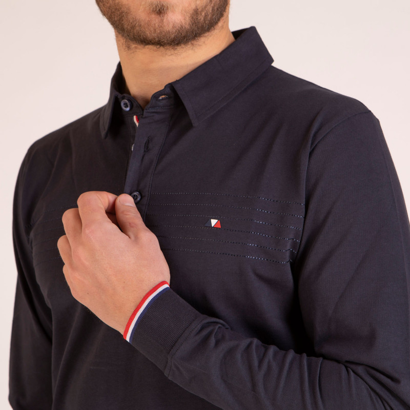 Maillot uni manches longues avec surpiqûres