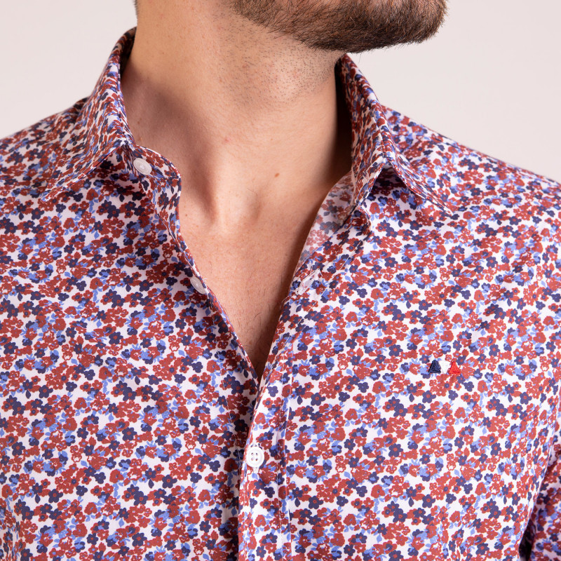 Chemise imprimée à fleurs manches longues