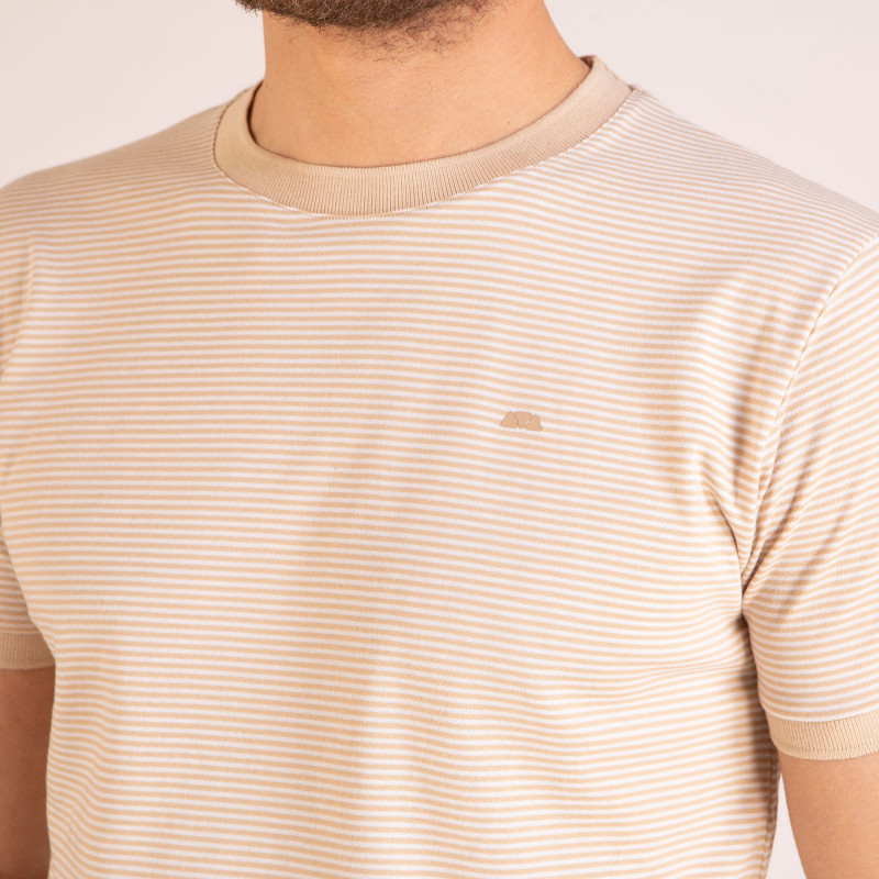 Tee-shirt manches courtes en interlock rayé