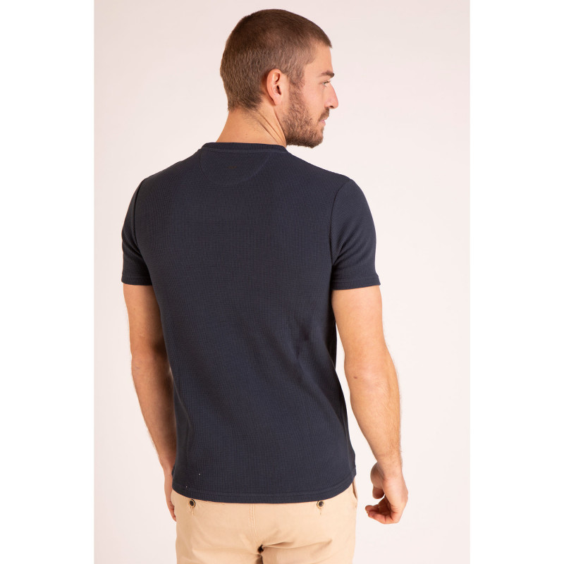 Tee-shirt manches courtes en maille fantaisie avec badge PVC