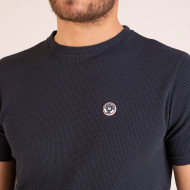 Tee-shirt manches courtes en maille fantaisie avec badge PVC