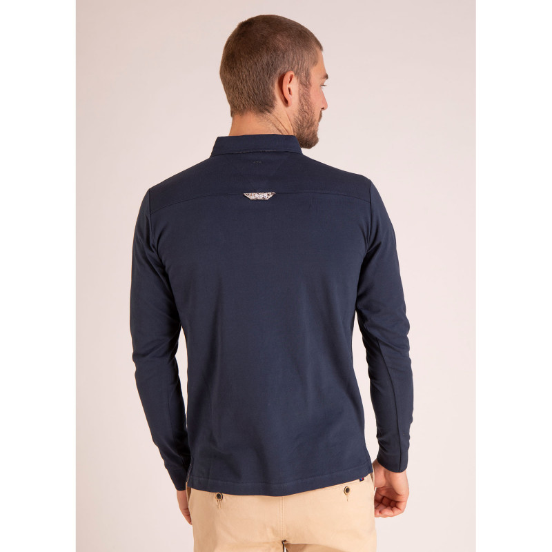 Maillot manches longues uni avec détails en popeline imprimée