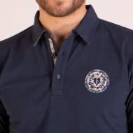 Maillot manches longues uni avec détails en popeline imprimée