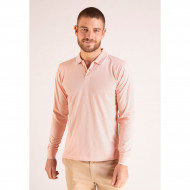 Polo uni manches longues en coton chiné