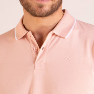 Polo uni manches longues en coton chiné