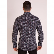 Chemise manches longues fleurie noir
