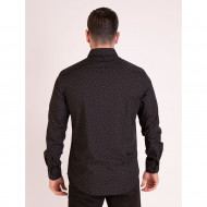 Chemise manches longues à mini motifs noir