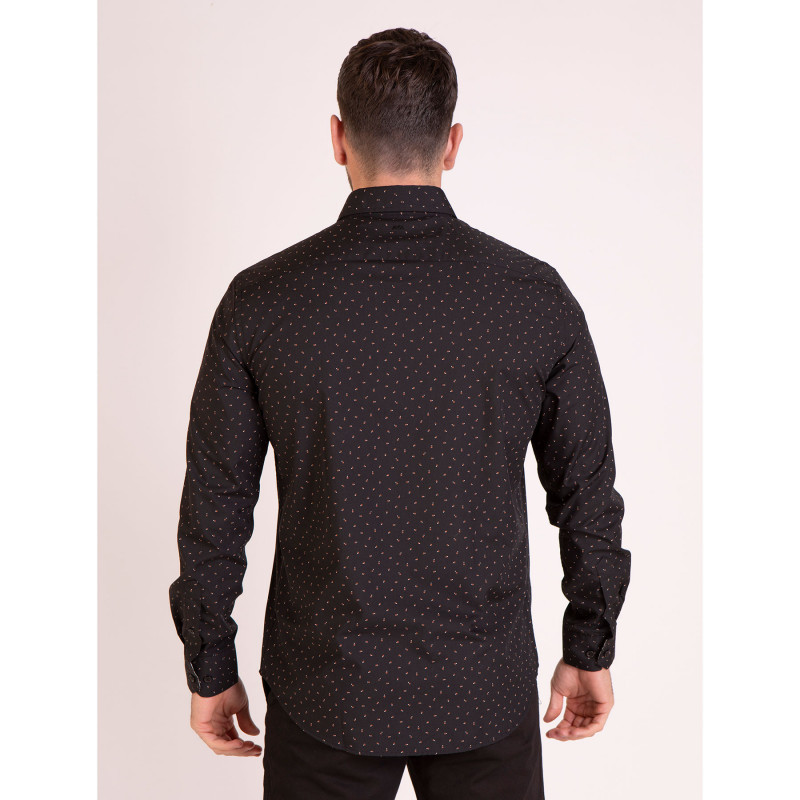 Chemise manches longues à mini motifs noir