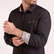 Chemise manches longues à mini motifs noir
