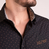 Chemise manches longues à mini motifs noir