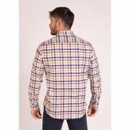 Chemise manches longues à carreaux beige