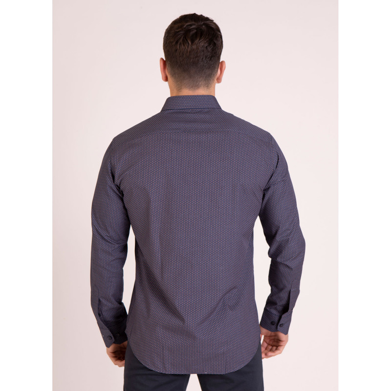 Chemise manches longues à mini motifs bleu marine