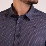 Chemise manches longues à mini motifs bleu marine