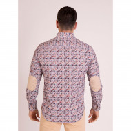 Chemise manches longues fleurie beige