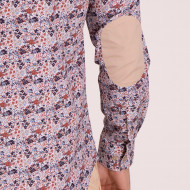 Chemise manches longues fleurie beige