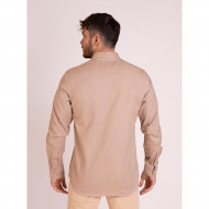 Chemise manches longues texturée avec détails fleuris beige