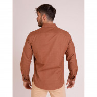 Chemise manches longues texturée camel