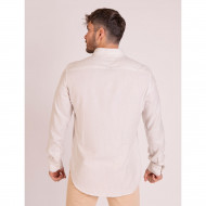 Chemise manches longues à rayures blanches et beiges